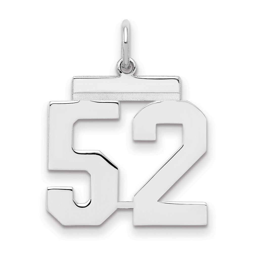 Sterling/Silver Rhodium-plated Polished Number 52 Charm, 21 x 16 mm