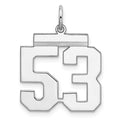 Sterling/Silver Rhodium-plated Polished Number 53 Charm, 21 x 16 mm