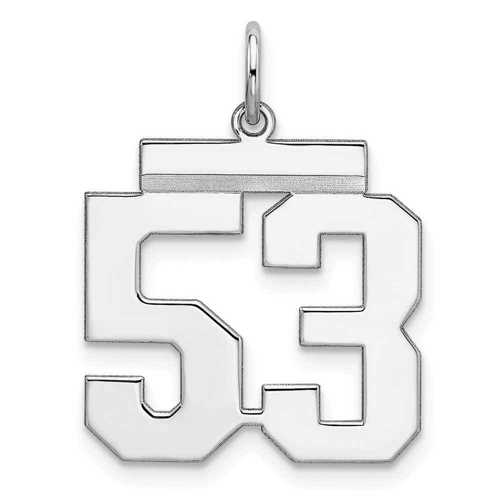 Sterling/Silver Rhodium-plated Polished Number 53 Charm, 21 x 16 mm