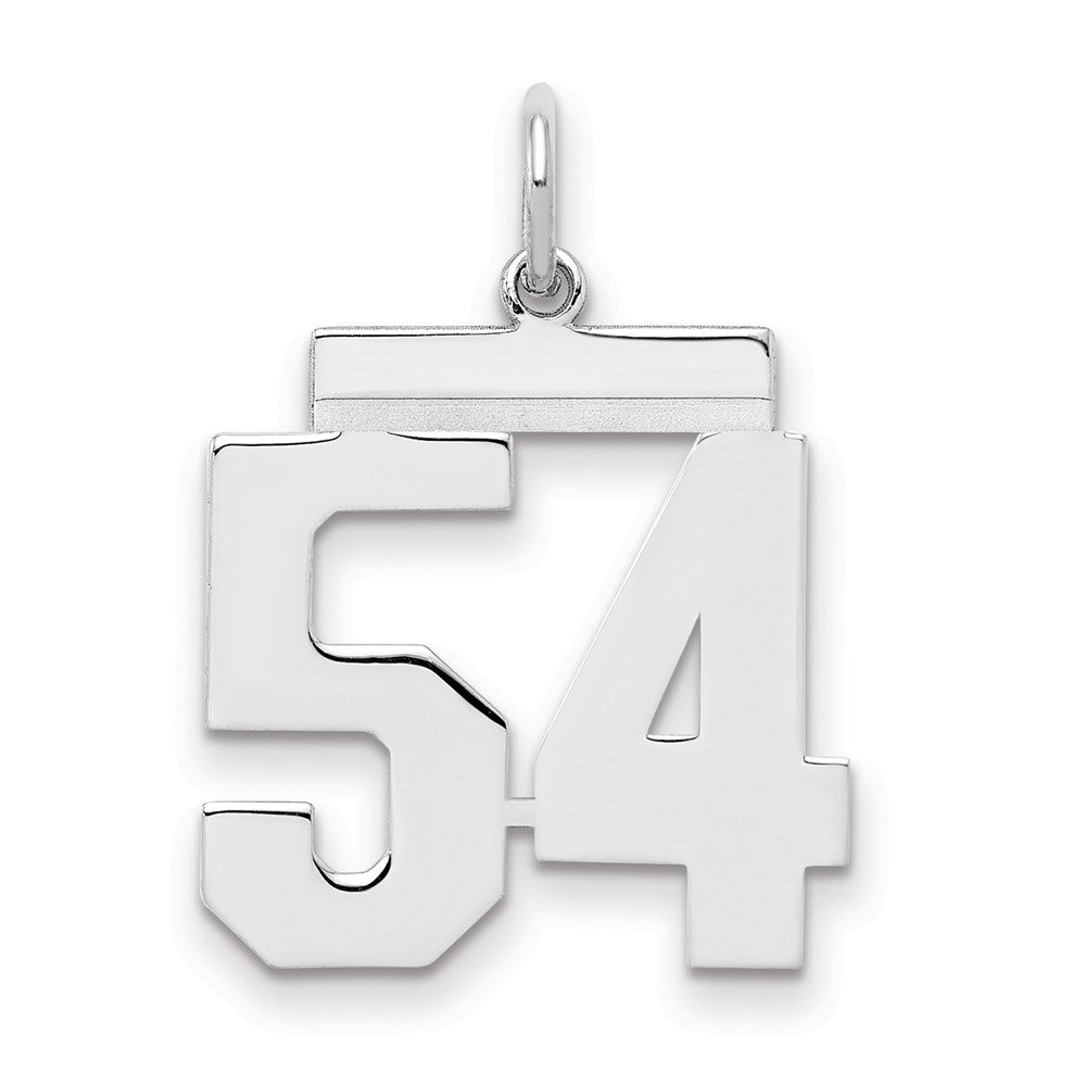 Sterling/Silver Rhodium-plated Polished Number 54 Charm, 21 x 16 mm