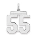 Sterling/Silver Rhodium-plated Polished Number 55 Charm, 21 x 16 mm