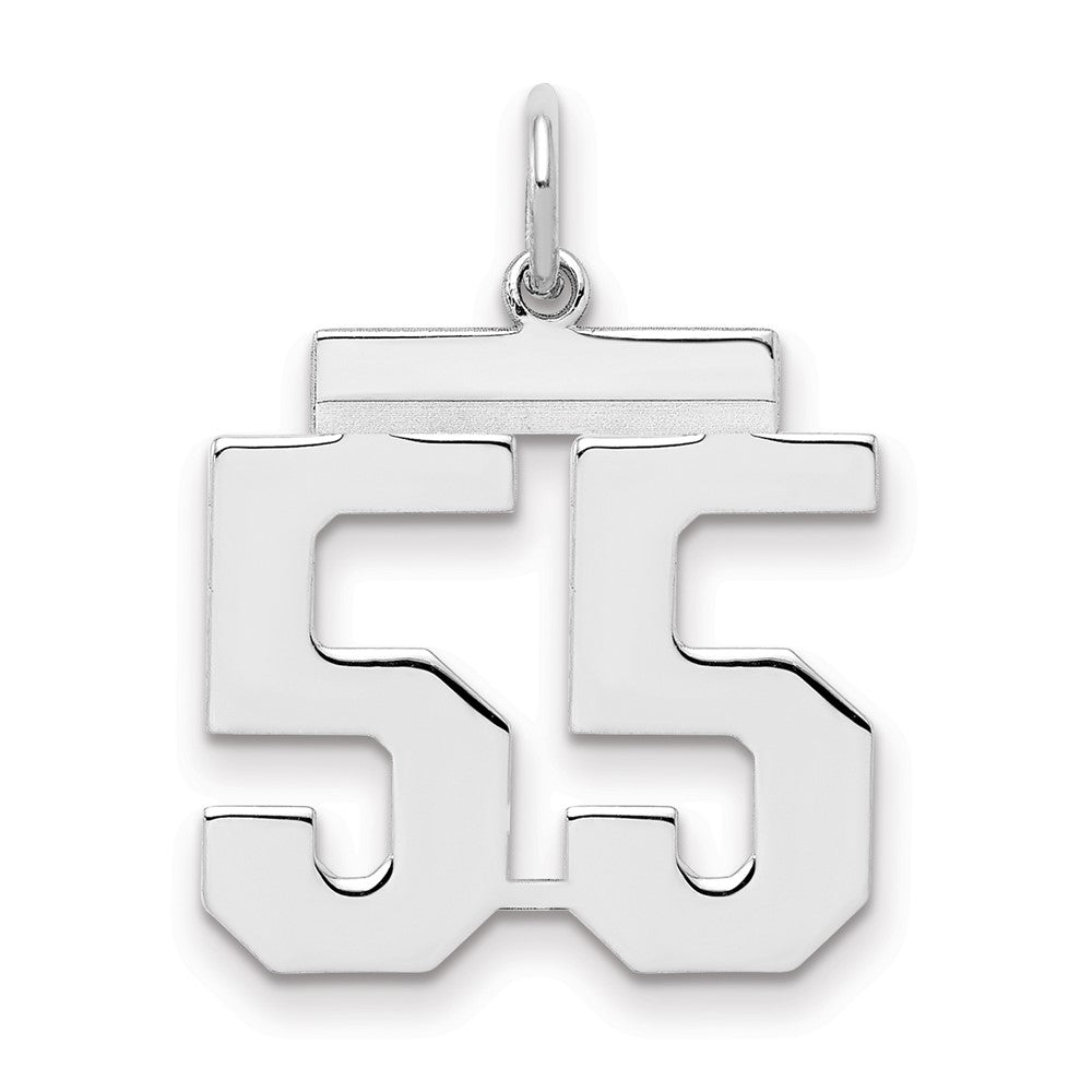Sterling/Silver Rhodium-plated Polished Number 55 Charm, 21 x 16 mm