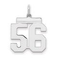 Sterling/Silver Rhodium-plated Polished Number 56 Charm, 21 x 16 mm