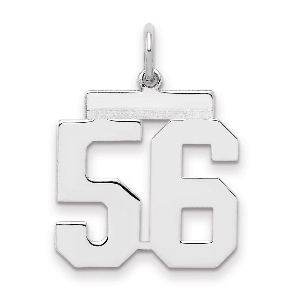 Sterling/Silver Rhodium-plated Polished Number 56 Charm, 21 x 16 mm