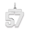Sterling/Silver Rhodium-plated Polished Number 57 Charm, 21 x 16 mm