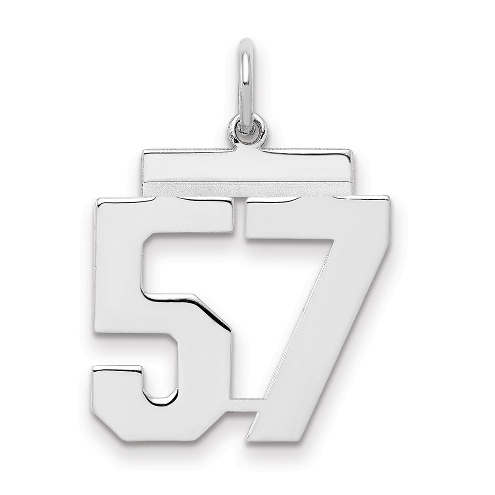 Sterling/Silver Rhodium-plated Polished Number 57 Charm, 21 x 16 mm