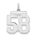 Sterling/Silver Rhodium-plated Polished Number 58 Charm, 21 x 16 mm