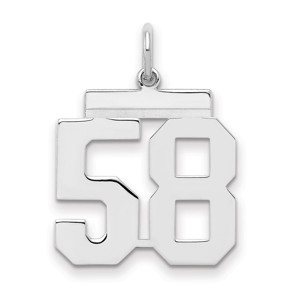 Sterling/Silver Rhodium-plated Polished Number 58 Charm, 21 x 16 mm