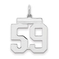 Sterling/Silver Rhodium-plated Polished Number 59 Charm, 21 x 16 mm