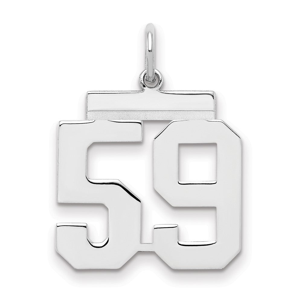 Sterling/Silver Rhodium-plated Polished Number 59 Charm, 21 x 16 mm