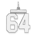 Sterling/Silver Rhodium-plated Polished Number 64 Charm, 21 x 16 mm