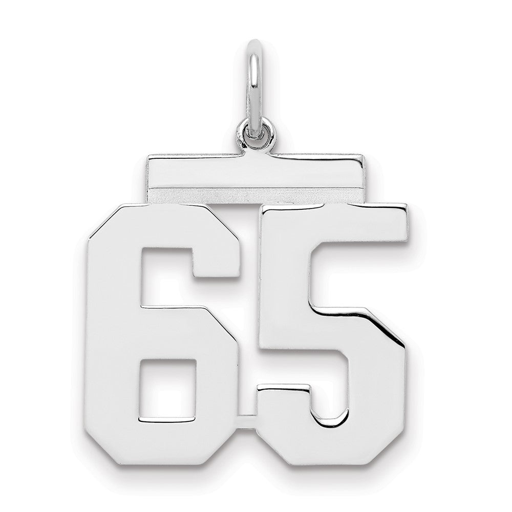 Sterling/Silver Rhodium-plated Polished Number 65 Charm, 21 x 16 mm