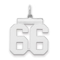 Sterling/Silver Rhodium-plated Polished Number 66 Charm, 21 x 16 mm