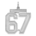Sterling/Silver Rhodium-plated Polished Number 67 Charm, 21 x 16 mm