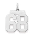 Sterling/Silver Rhodium-plated Polished Number 68 Charm, 21 x 16 mm