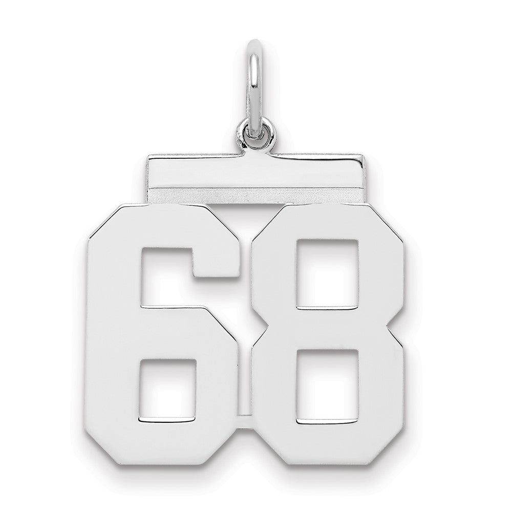 Sterling/Silver Rhodium-plated Polished Number 68 Charm, 21 x 16 mm