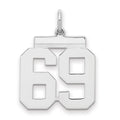 Sterling/Silver Rhodium-plated Polished Number 69 Charm, 21 x 16 mm