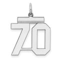 Sterling/Silver Rhodium-plated Polished Number 70 Charm, 21 x 16 mm