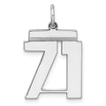 Sterling/Silver Rhodium-plated Polished Number 71 Charm, 21 x 16 mm