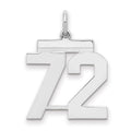 Sterling/Silver Rhodium-plated Polished Number 72 Charm, 21 x 16 mm