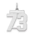 Sterling/Silver Rhodium-plated Polished Number 73 Charm, 21 x 16 mm
