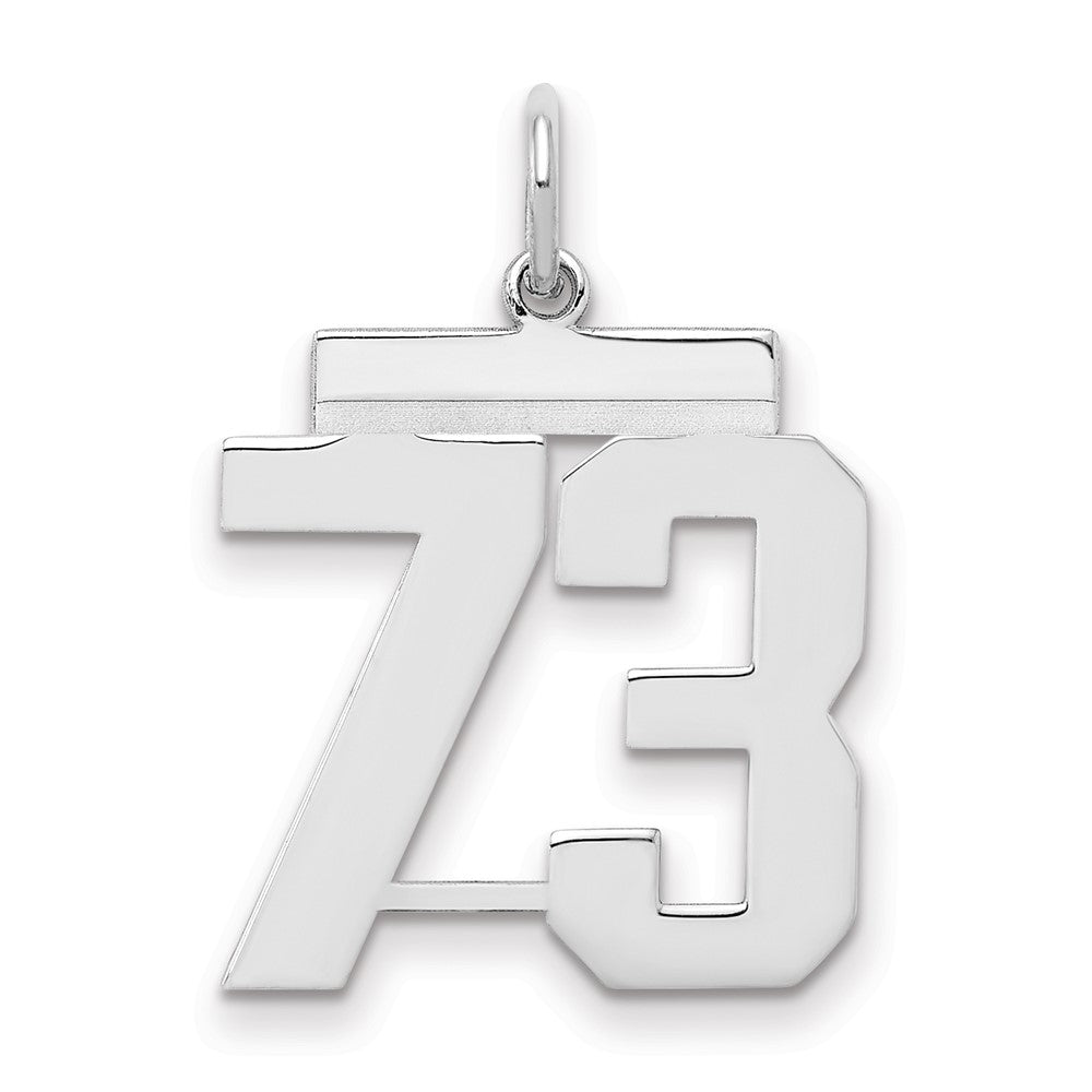 Sterling/Silver Rhodium-plated Polished Number 73 Charm, 21 x 16 mm