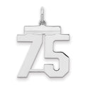 Sterling/Silver Rhodium-plated Polished Number 75 Charm, 21 x 16 mm