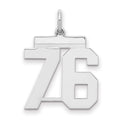 Sterling/Silver Rhodium-plated Polished Number 76 Charm, 21 x 16 mm