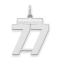 Sterling/Silver Rhodium-plated Polished Number 77 Charm, 21 x 16 mm