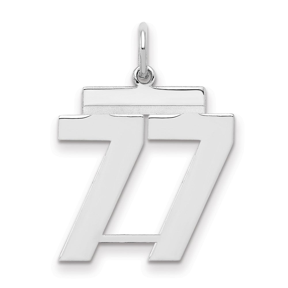 Sterling/Silver Rhodium-plated Polished Number 77 Charm, 21 x 16 mm