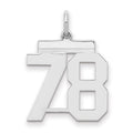 Sterling/Silver Rhodium-plated Polished Number 78 Charm, 21 x 16 mm