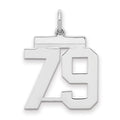 Sterling/Silver Rhodium-plated Polished Number 79 Charm, 21 x 16 mm