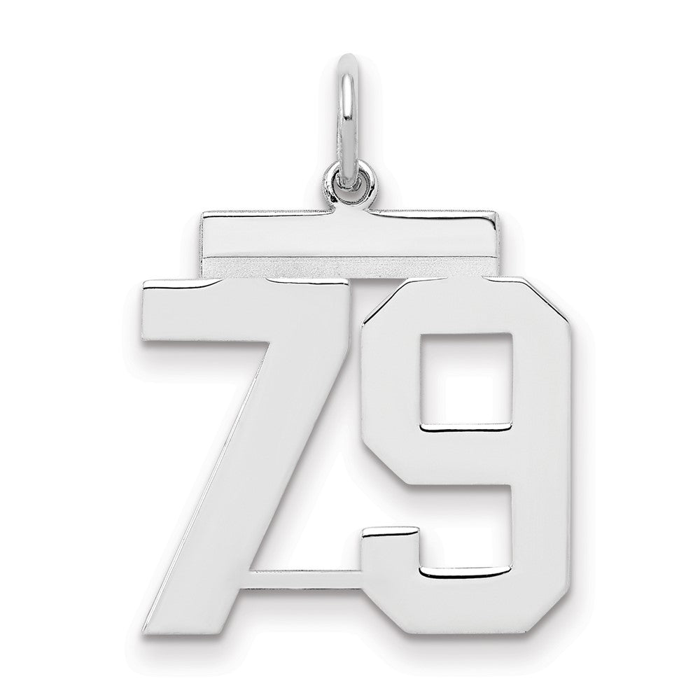 Sterling/Silver Rhodium-plated Polished Number 79 Charm, 21 x 16 mm