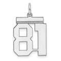 Sterling/Silver Rhodium-plated Polished Number 81 Charm, 21 x 16 mm