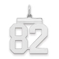 Sterling/Silver Rhodium-plated Polished Number 82 Charm, 21 x 16 mm