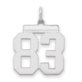 Sterling/Silver Rhodium-plated Polished Number 83 Charm, 21 x 16 mm