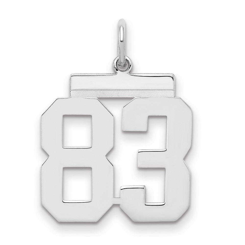Sterling/Silver Rhodium-plated Polished Number 83 Charm, 21 x 16 mm