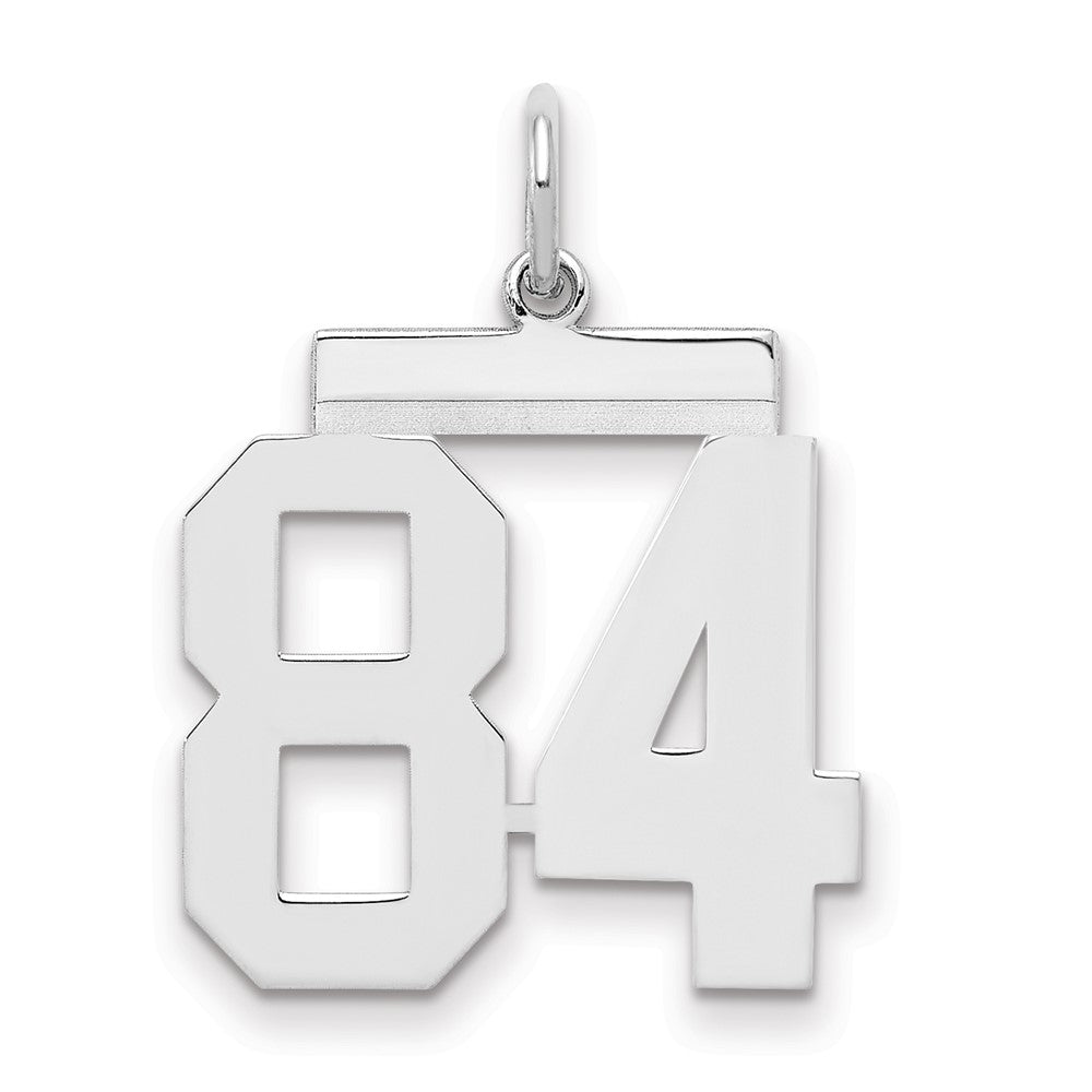 Sterling/Silver Rhodium-plated Polished Number 84 Charm, 21 x 16 mm