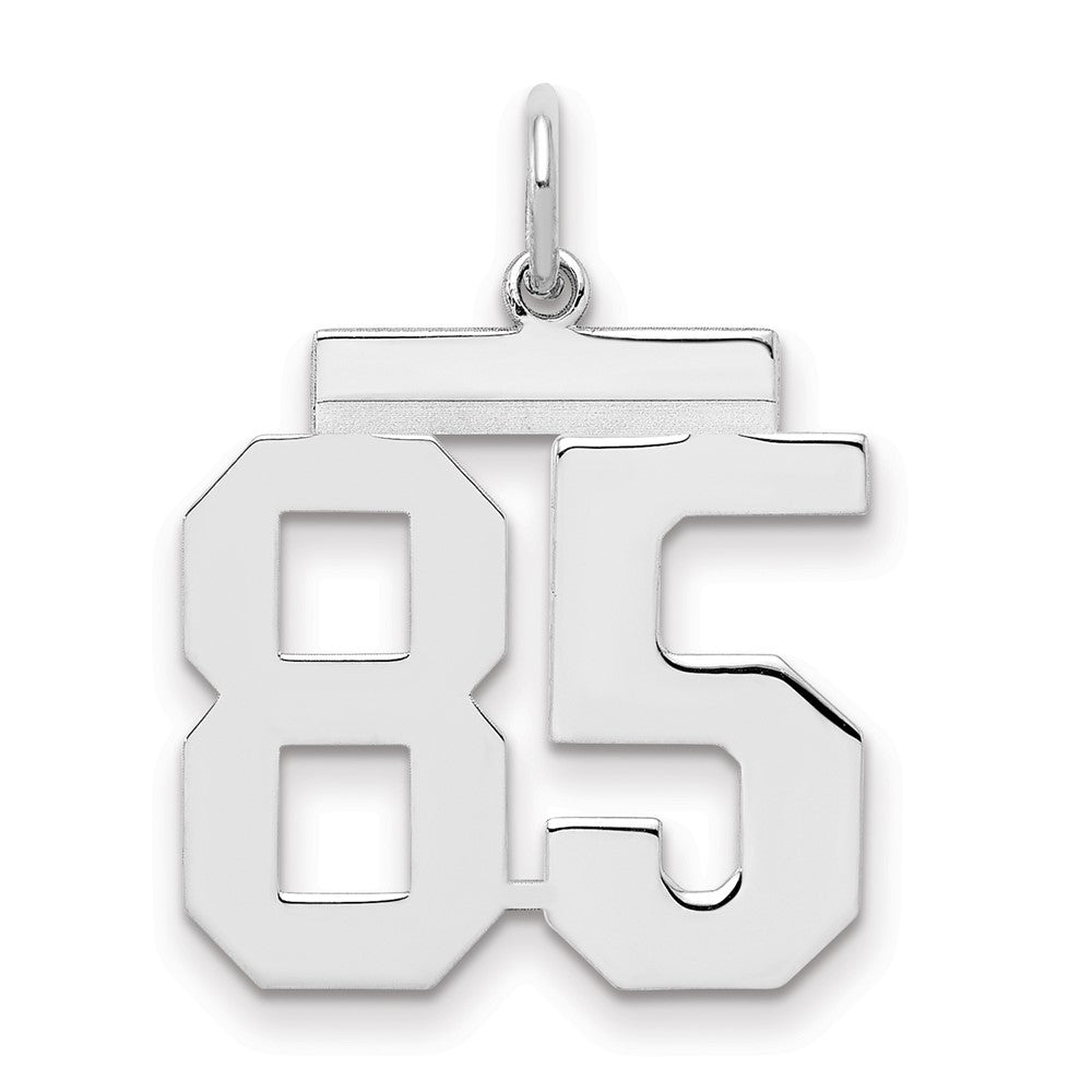 Sterling/Silver Rhodium-plated Polished Number 85 Charm, 21 x 16 mm