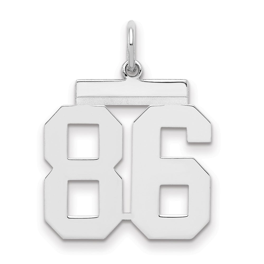 Sterling/Silver Rhodium-plated Polished Number 86 Charm, 21 x 16 mm