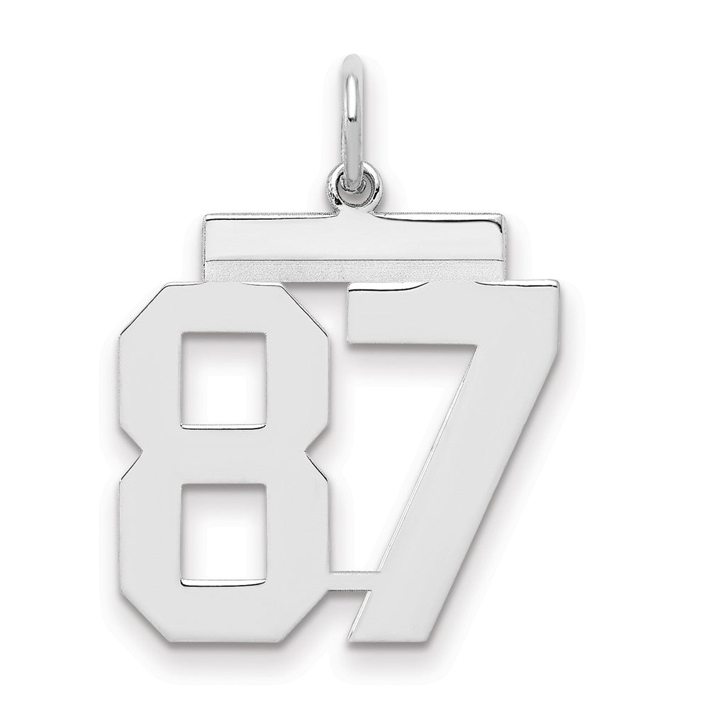 Sterling/Silver Rhodium-plated Polished Number 87 Charm, 21 x 16 mm