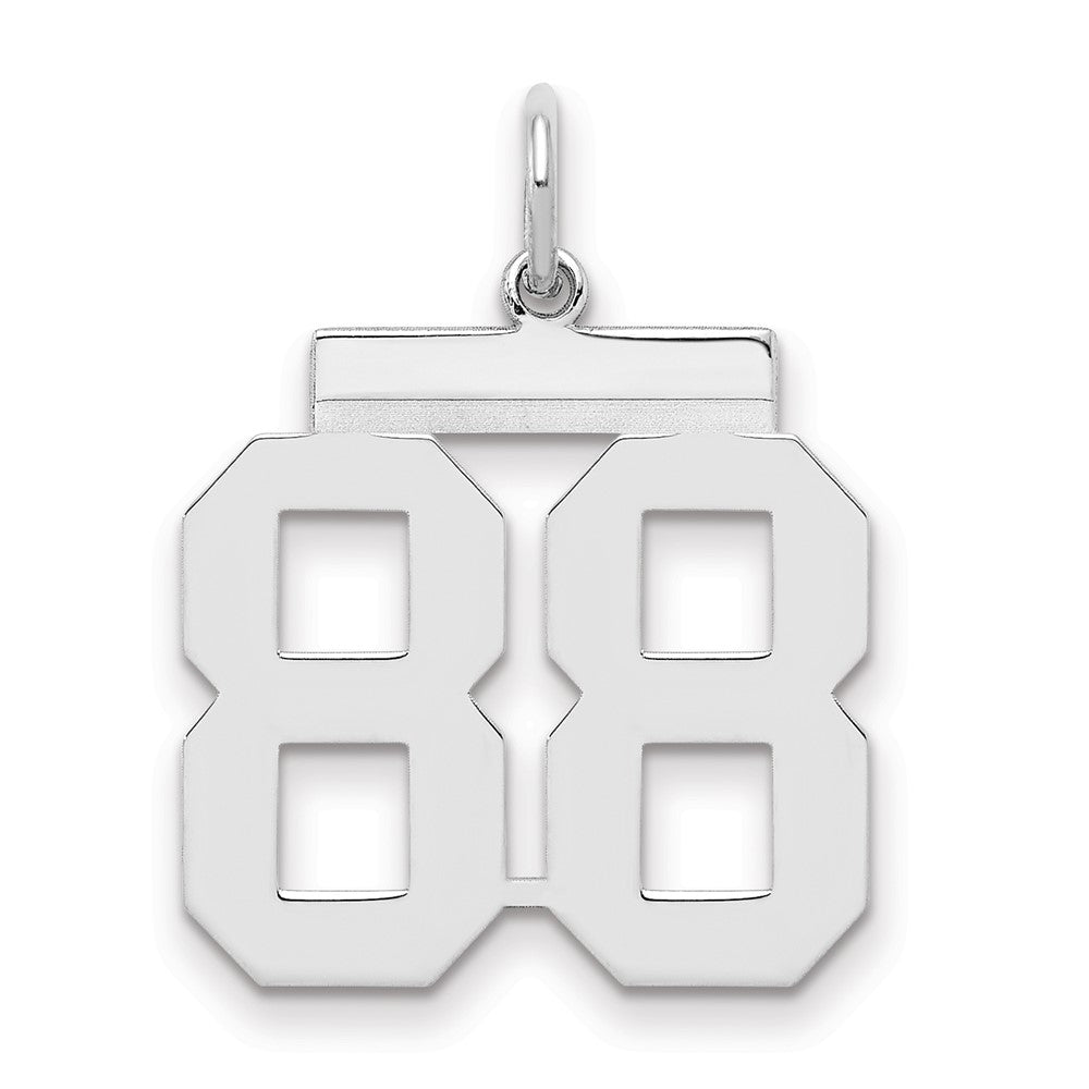 Sterling/Silver Rhodium-plated Polished Number 88 Charm, 21 x 16 mm