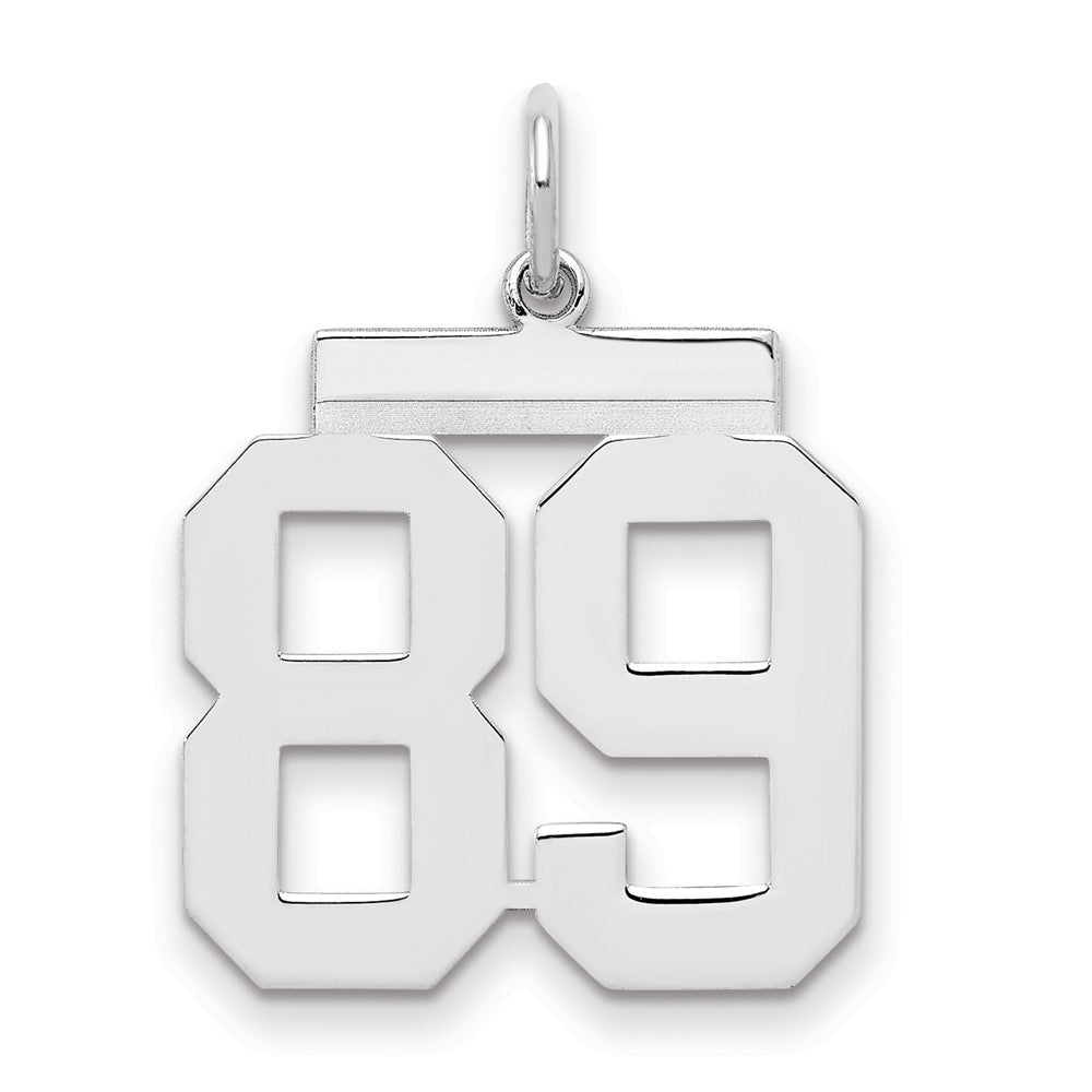 Sterling/Silver Rhodium-plated Polished Number 89 Charm, 21 x 16 mm
