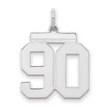 Sterling/Silver Rhodium-plated Polished Number 90 Charm, 21 x 16 mm