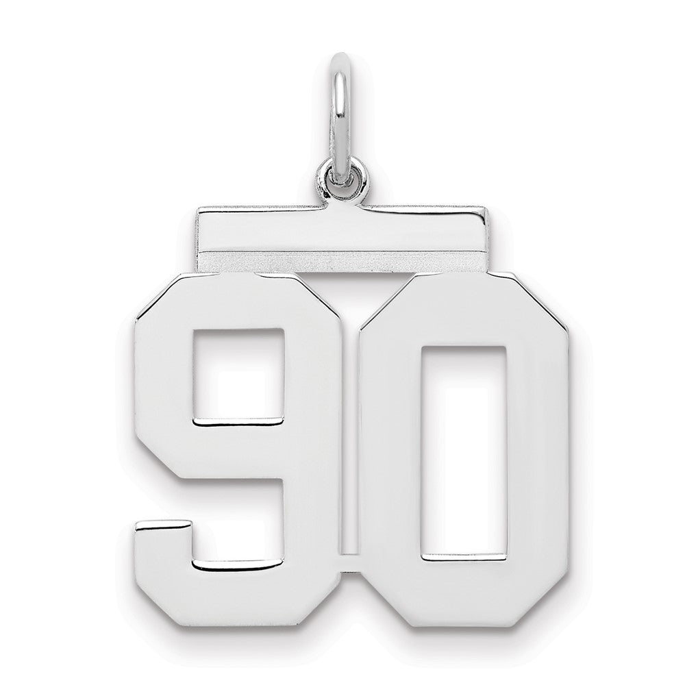 Sterling/Silver Rhodium-plated Polished Number 90 Charm, 21 x 16 mm