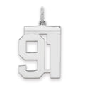 Sterling/Silver Rhodium-plated Polished Number 91 Charm, 21 x 16 mm