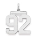 Sterling/Silver Rhodium-plated Polished Number 92 Charm, 21 x 16 mm
