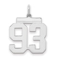 Sterling/Silver Rhodium-plated Polished Number 93 Charm, 21 x 16 mm