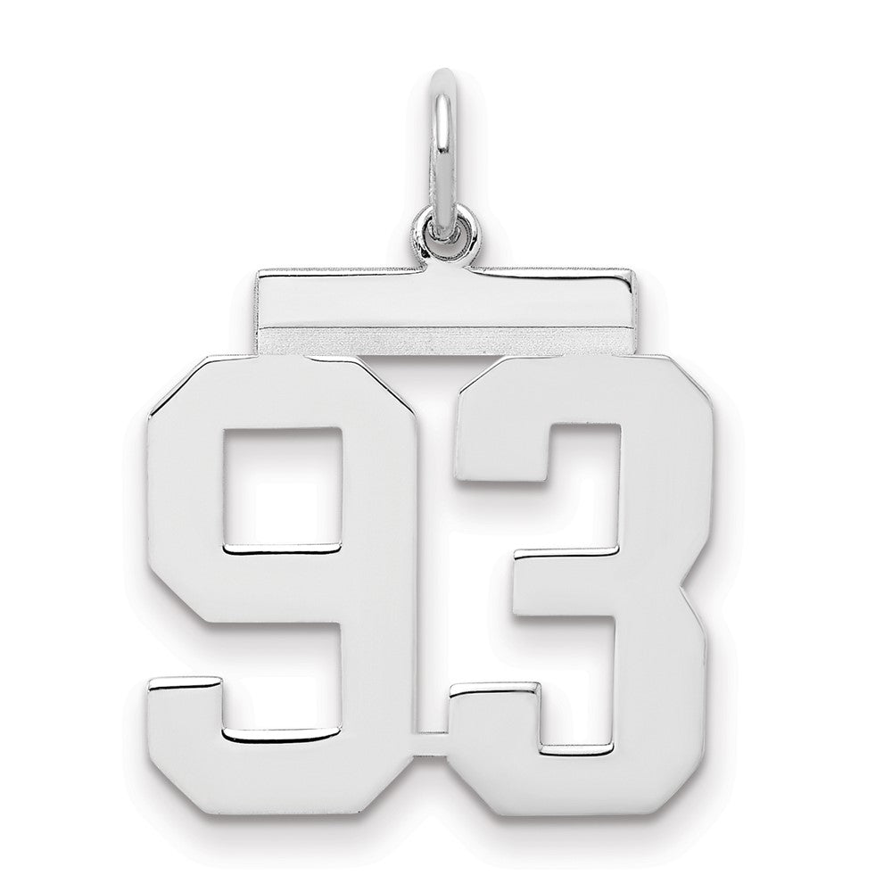 Sterling/Silver Rhodium-plated Polished Number 93 Charm, 21 x 16 mm