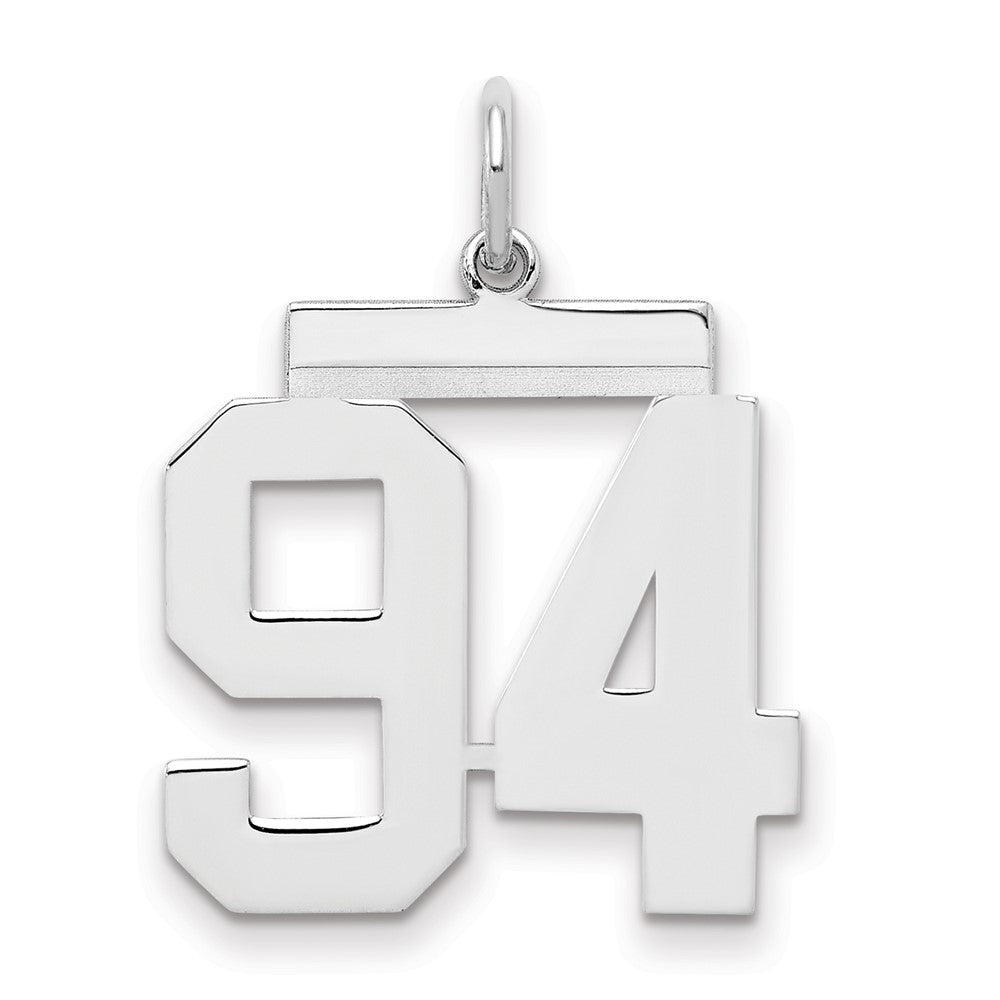 Sterling/Silver Rhodium-plated Polished Number 94 Charm, 21 x 16 mm